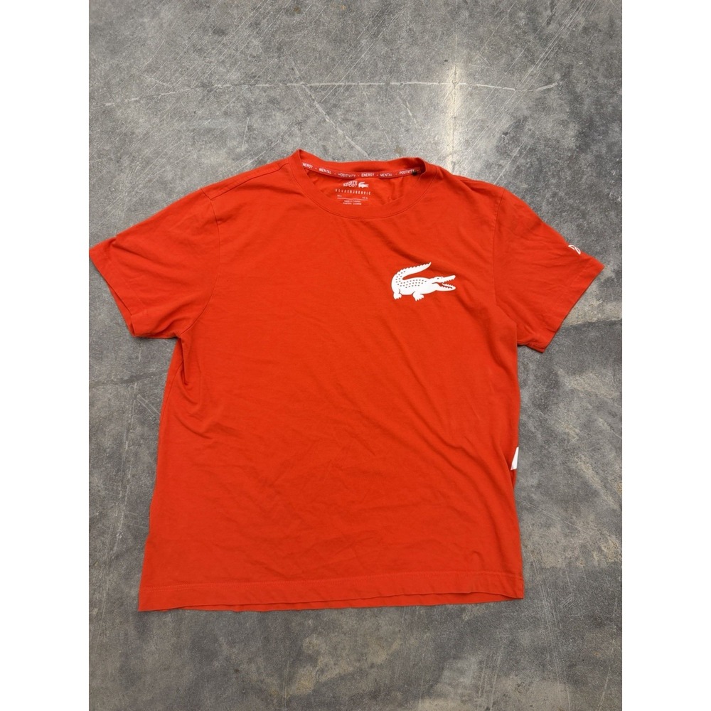 Lacoste Sport Novak Djokovic Red Ultra Dry Graphic T-Shirt Mens US XL FR 6